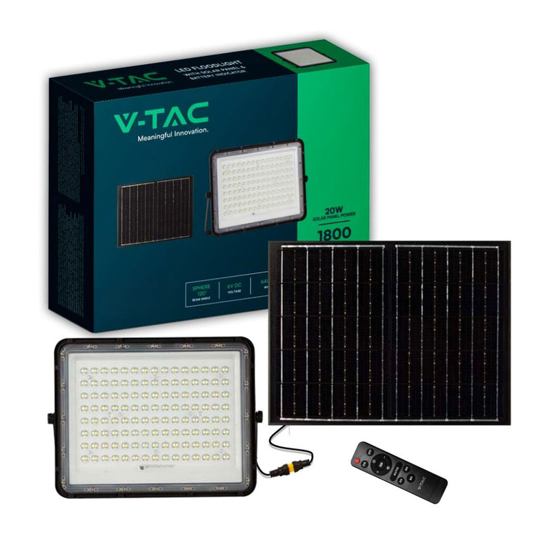 Carica immagine in Galleria Viewer, 20W LED Solar Floodlight 6400K Replaceable Battery 3m Wire Black Body