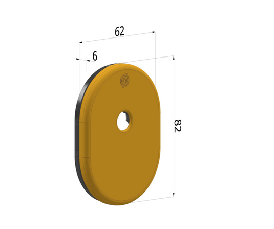 Piastrina cilindro 4303 – 62 × 82 × 6 mm, alluminio anodizzato bronzo F4