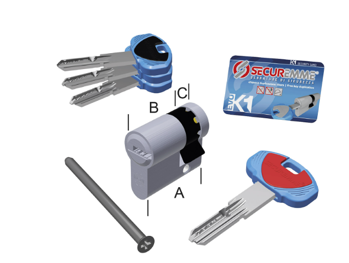 Carica immagine in Galleria Viewer, Mezzo cilindro EvoK1 25-10 CS – 1 chiave cantiere + 3 chiavi sigillate a duplicazione controllata