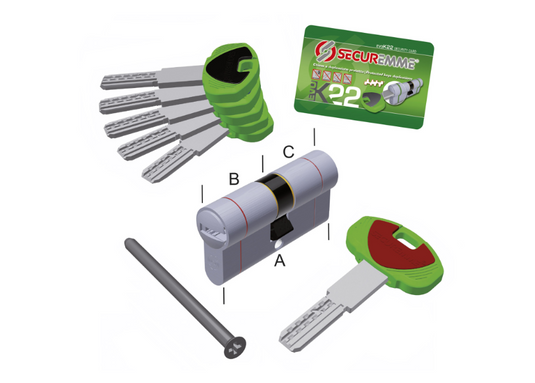 Cilindro EvoK22 35-50 CS chiave-chiave – 1 chiave cantiere + 5 chiavi sigillate a duplicazione controllata
