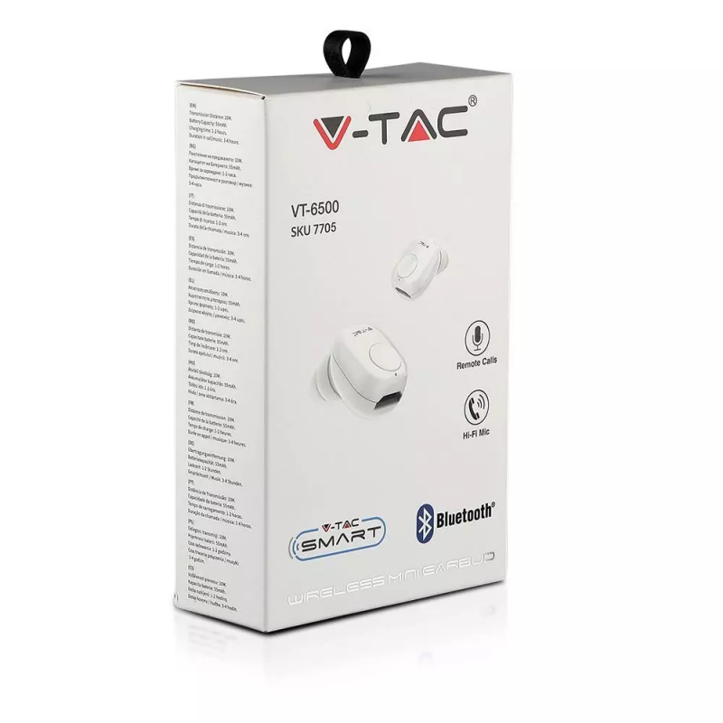 Carica immagine in Galleria Viewer, Auricolari bluetooth senza fili con microfono bianco V-TAC