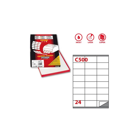 Etichette adesive rimovibili A4 – 24 × foglio (70 × 36 mm), 100 fogli