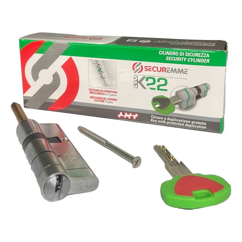 Carica immagine in Galleria Viewer, Cilindro EvoK22 30-30 CS con codolo predisposto al pomolo – 1 chiave cantiere + 5 chiavi sigillate a duplicazione controllata