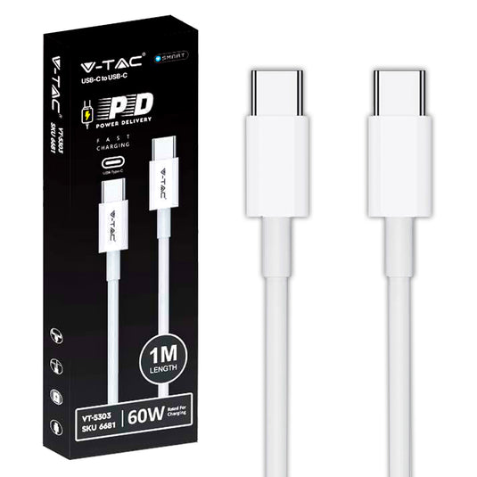 Cavo USB-C a USB-C 1 m Ricarica Rapida 3,1 A 60 W – Bianco