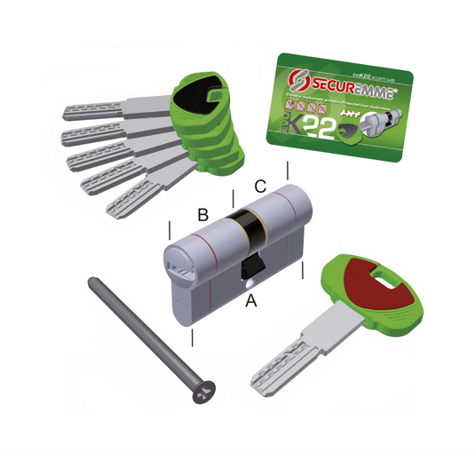 Cilindro cromo sat EvoK22 CHIAVE 35 - CHIAVE 55 mm 1+5 chiavi 0K22