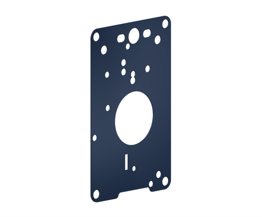 Piastra di protezione 7142XAC10 – 130 × 198 × 1 mm, foro Ø 46 mm, acciaio C67 50-53 HRC