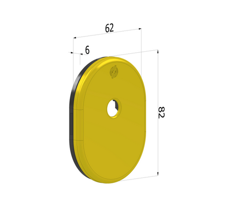 Piastrina cilindro codolo 4303 – 62 × 82 × 6 mm, ottone lucido OL