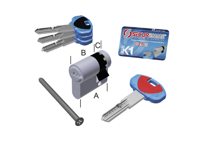 Mezzo cilindro EvoK1 25-10 CS – 1 chiave cantiere + 1 chiave sigillata