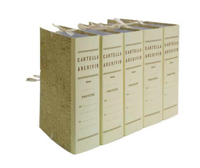 Raccogliori faldoni archivio beige con legacci 25 pezzi
