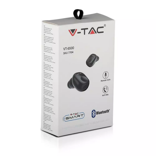 Auricolari bluetooth senza fili con microfono nero V-TAC