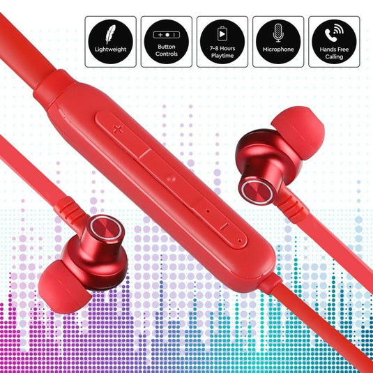 Auricolari Bluetooth sport con microfono 500mAh Rosso
