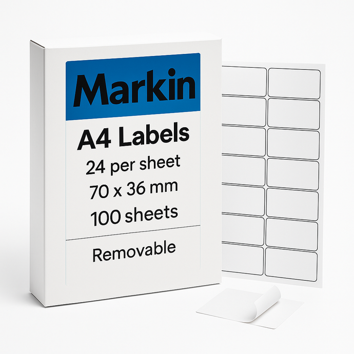 Etichette adesive rimovibili A4 – 24 × foglio (70 × 36 mm), 100 fogli
