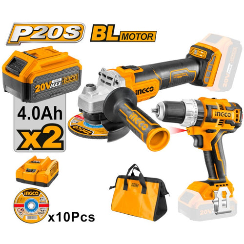 SET TRAPANO+SMERIGL. 20V C/2 BATT.+CARIC.+DISCHI+BORSA | CKLI6015