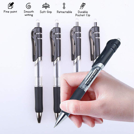 Set di 10 pz - Penna gel a scatto FIBRACOLOR 0,7 mm – nero